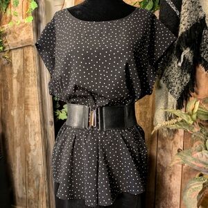 Black Label polka dot blouse.  Lg